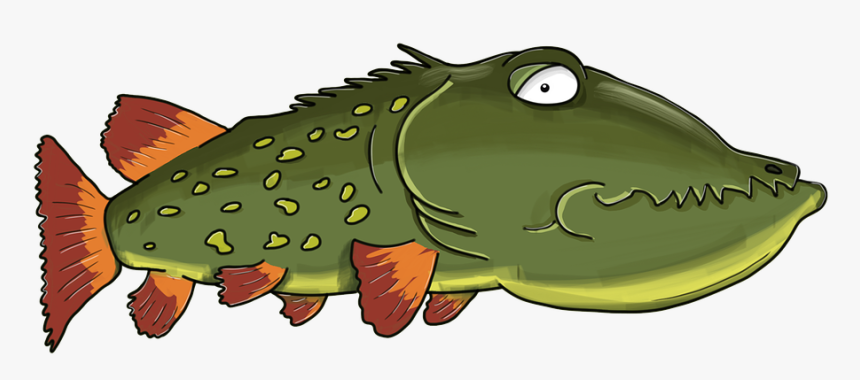 Pike, Fish, Predator, Shchuchin, Hairgrass, Wink - Female Fish Pike Cartoon, HD Png Download