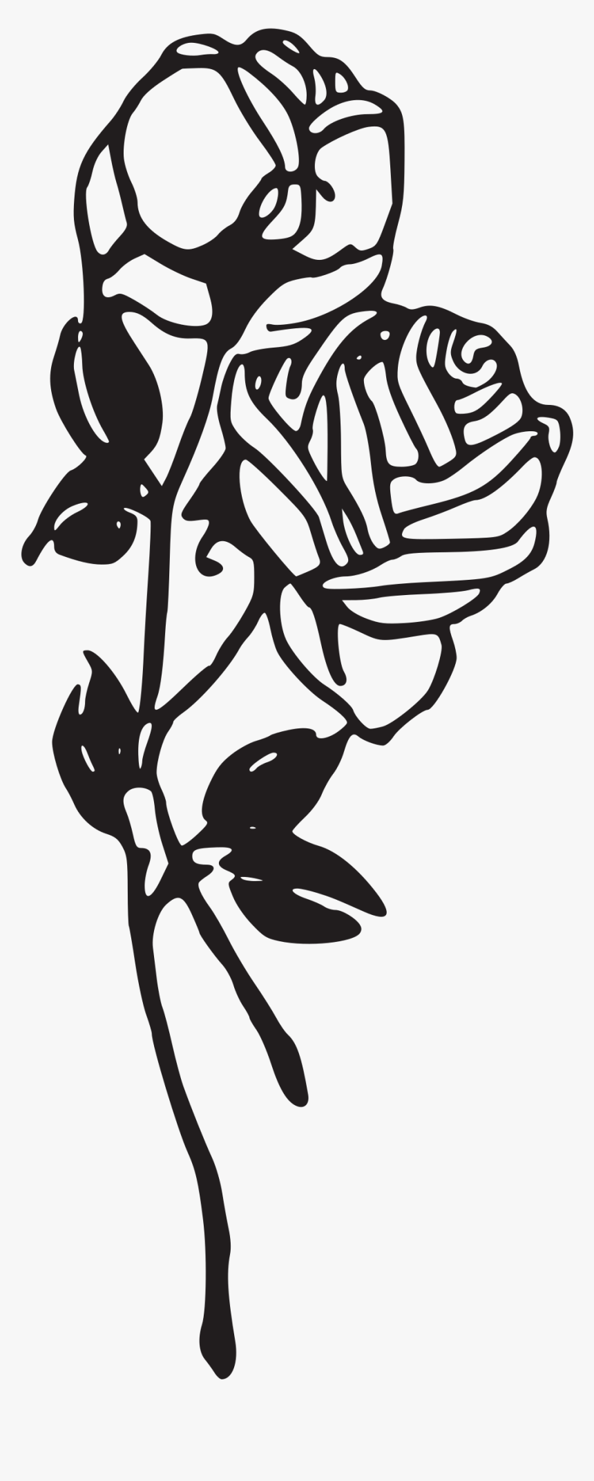Two Roses Clip Arts - Rose Clipart Png Black And White, Transparent Png