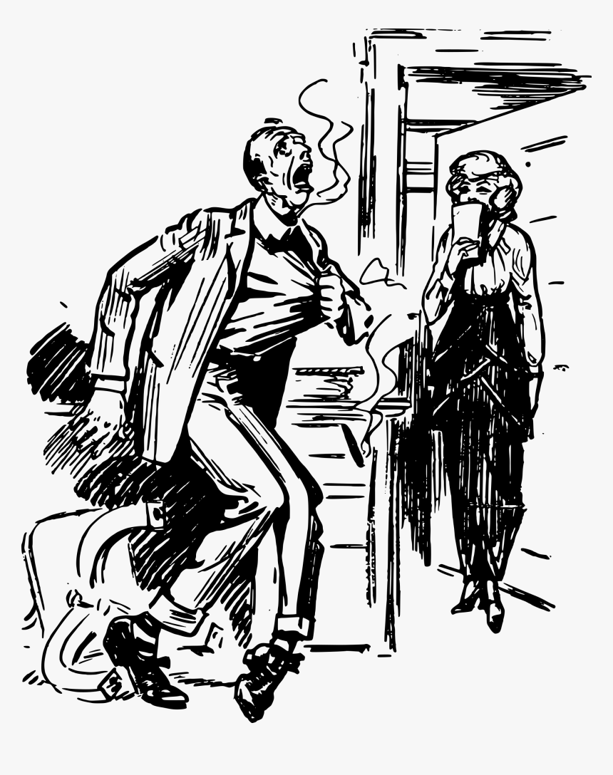 Old Man Smoking Hookah Clipart - Choking In Smoke, HD Png Download