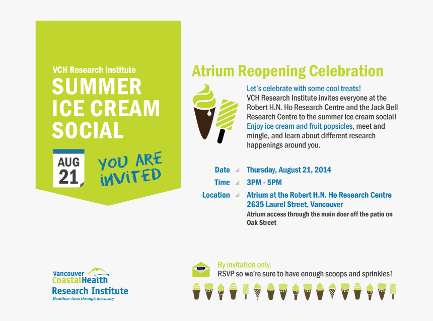 2014 Vchri Icecream Social Invitation - Vancouver Coastal Health, HD Png Download
