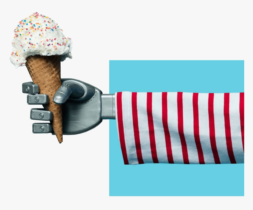 Robotic Hand Holding An Ice Cream Cone - Ice Cream Cone, HD Png Download