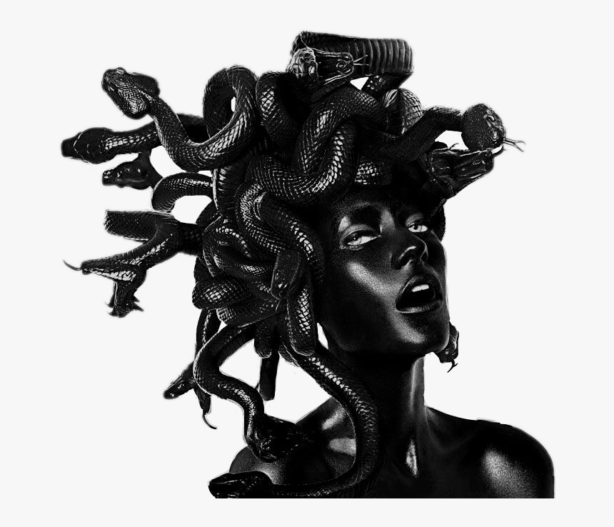 Vaporwave Aesthetic Black Medusa Snake Statue Grunge - Myths And Legends Art, HD Png Download