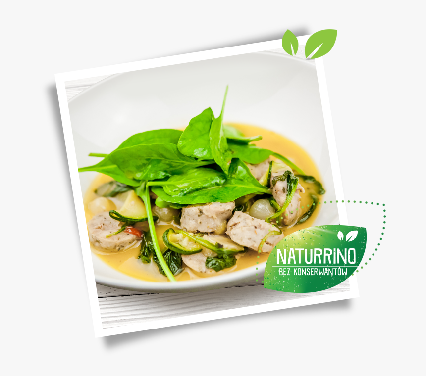 White Sausage With Pearl Onions And Spinach, HD Png Download