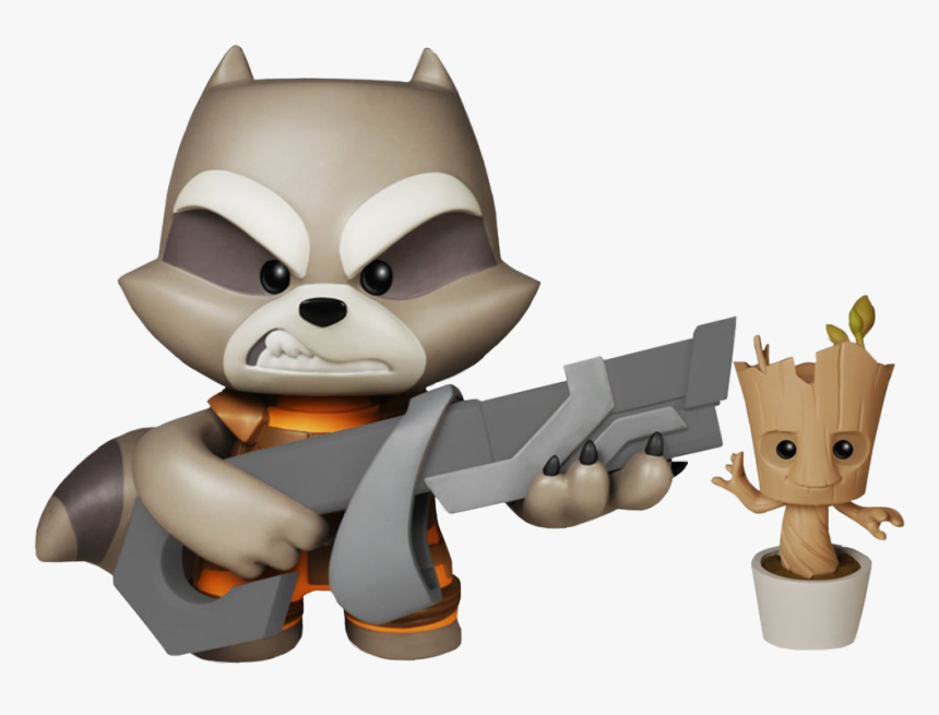 Rocket Raccoon With Potted Groot Super Deluxe Figure, HD Png Download