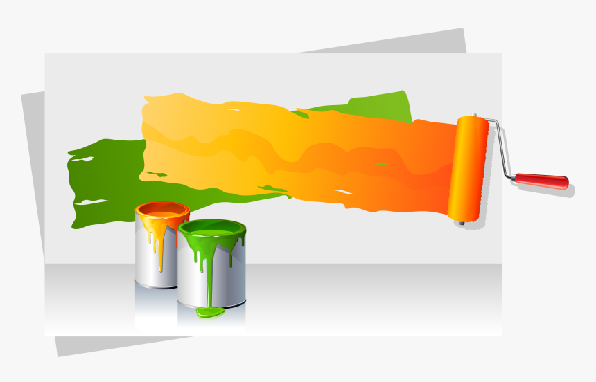 Color Bucket Paint Vector Painting Roller Clipart - Download Free Painting Vector, HD Png Download