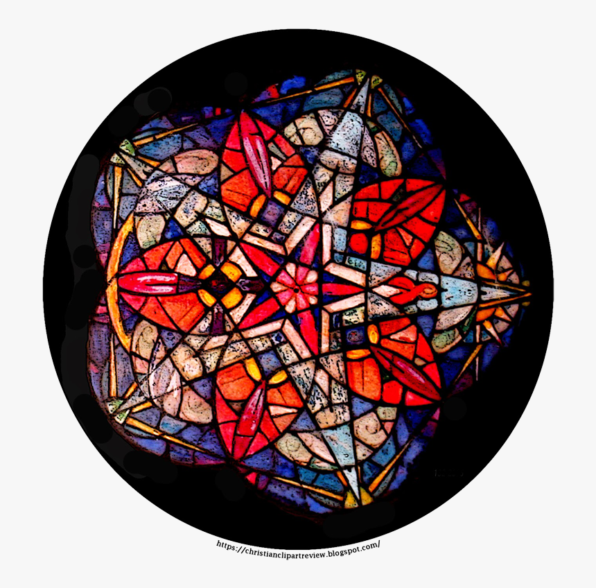 Red Flower - Stained Glass Art Png, Transparent Png
