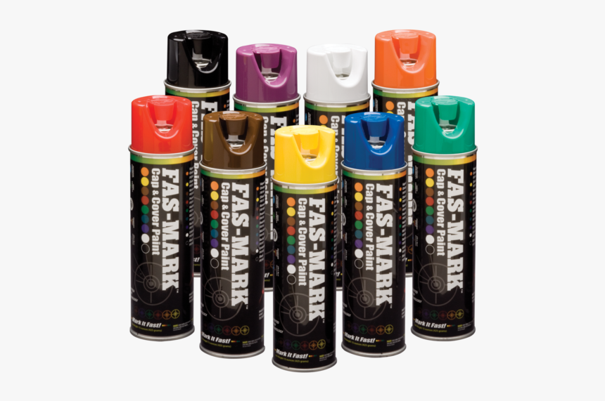 Grouping Of 9 Fas Mark™ Cap & Cover Marking Paint Cans - Battery, HD Png Download