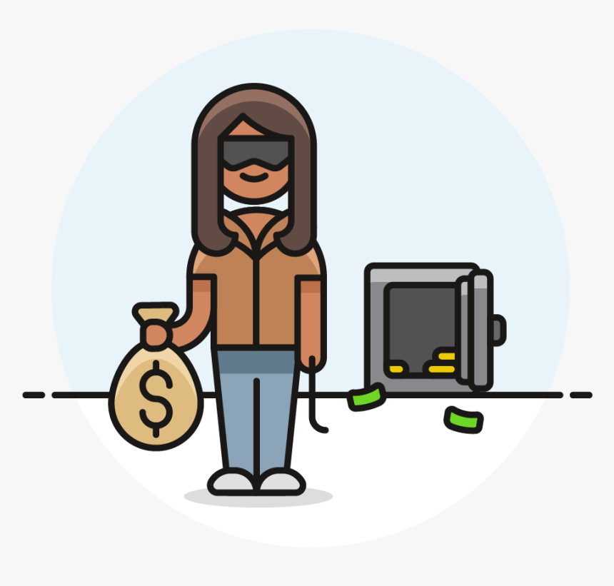 04 Thief Stealing Safe Female African American - Clip Art, HD Png