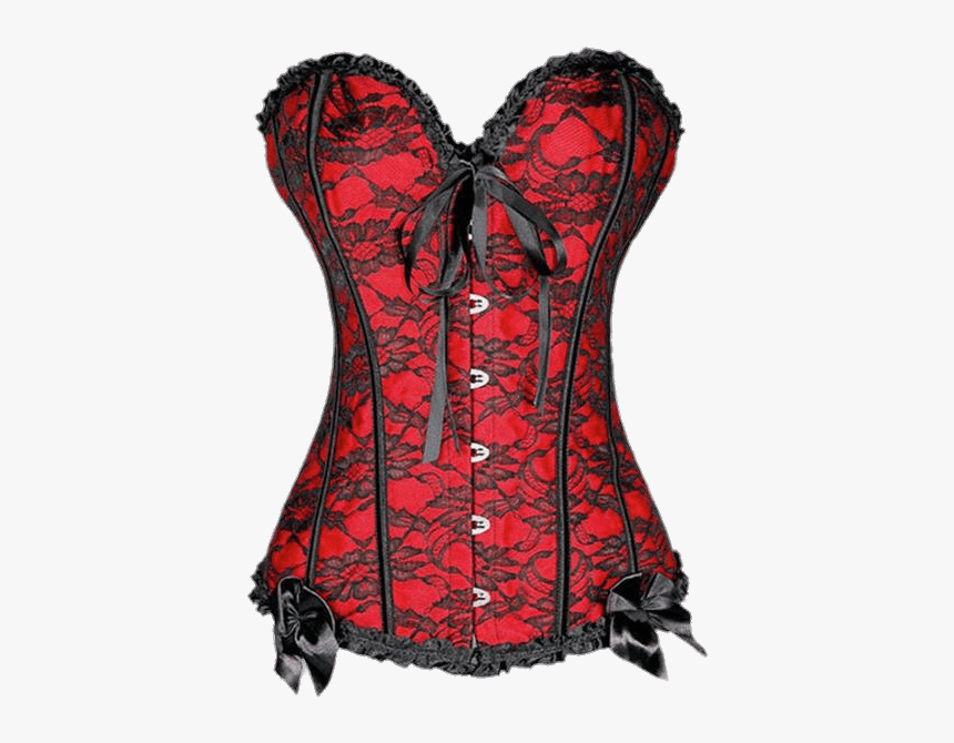 Red Corset With Black Lace Clip Arts - Red Corset Black Lace, HD Png Download