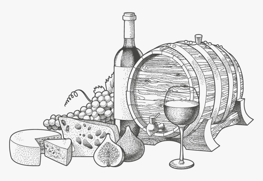 Wine Blue Cheese Illustration Hand Painted And - Wine And Cheese Clipart, HD Png Download