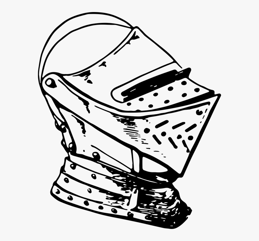 Medieval, Helmet, Armor, Plated, Knight, War, Fight - Line Art, HD Png Download