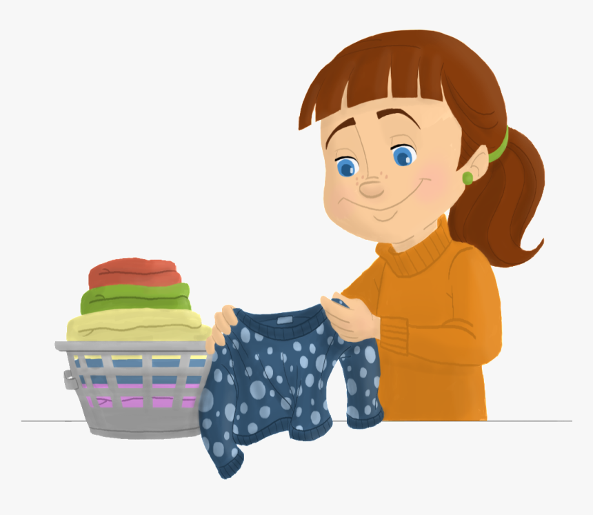 Folding Laundry Clipart Girl Folding Clothes Clipart, HD Png Download