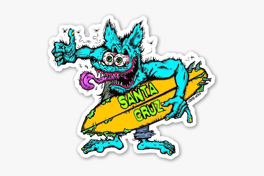 Santa Cruz Crazed Wolf Surfer Sticker - Santa Cruz Graphics, HD Png Download