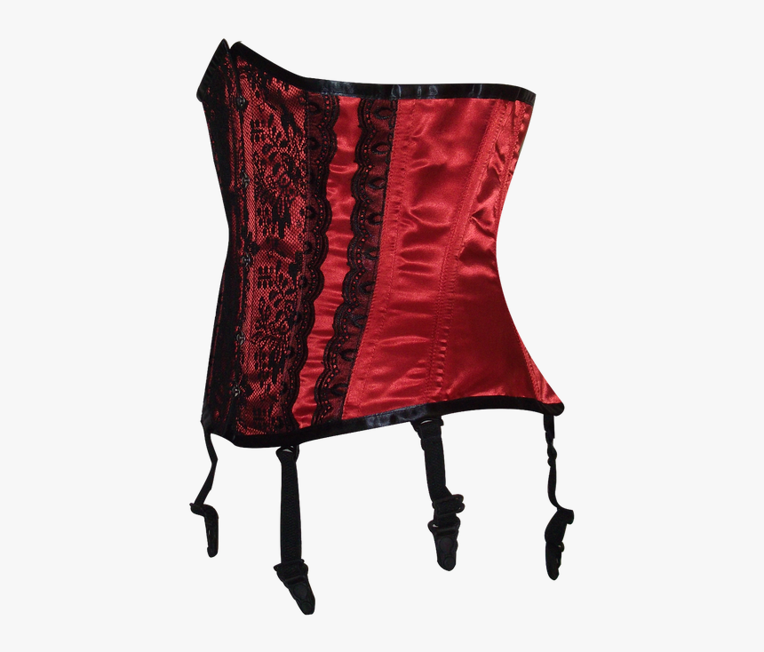 Red Satin Waist Shaper With Black Lace Detail - Cushion, HD Png Download