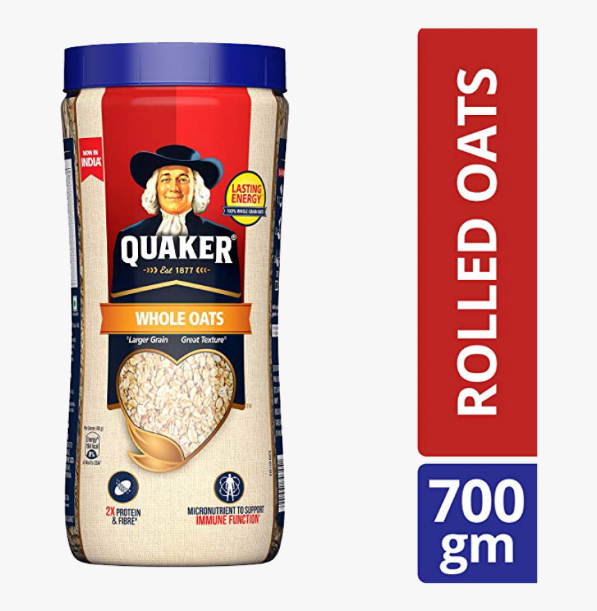 Quaker Whole Oats 700gm Jar, HD Png Download