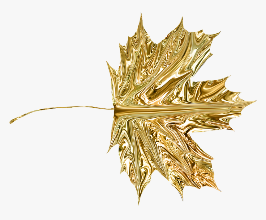 Leaf, Gold, Transparent, Element, Scrapbook, Decoration - Gold Maple Leaf Transparent, HD Png Download