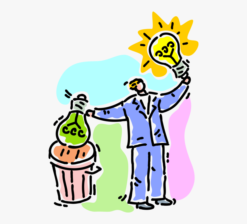 Vector Illustration Of Businessman Discards Old Idea - Cartoon, HD Png Download