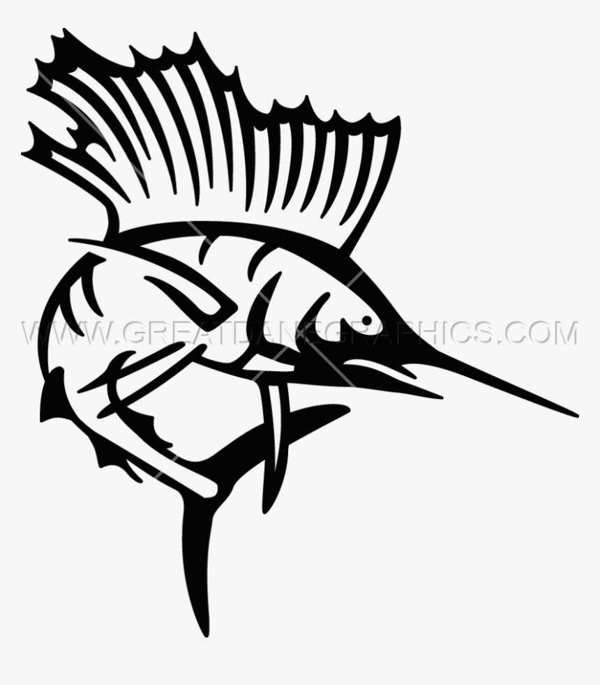 Picture Black And White Sailfish Production Ready Artwork - Sail Fish Art Black And White, HD Png Download
