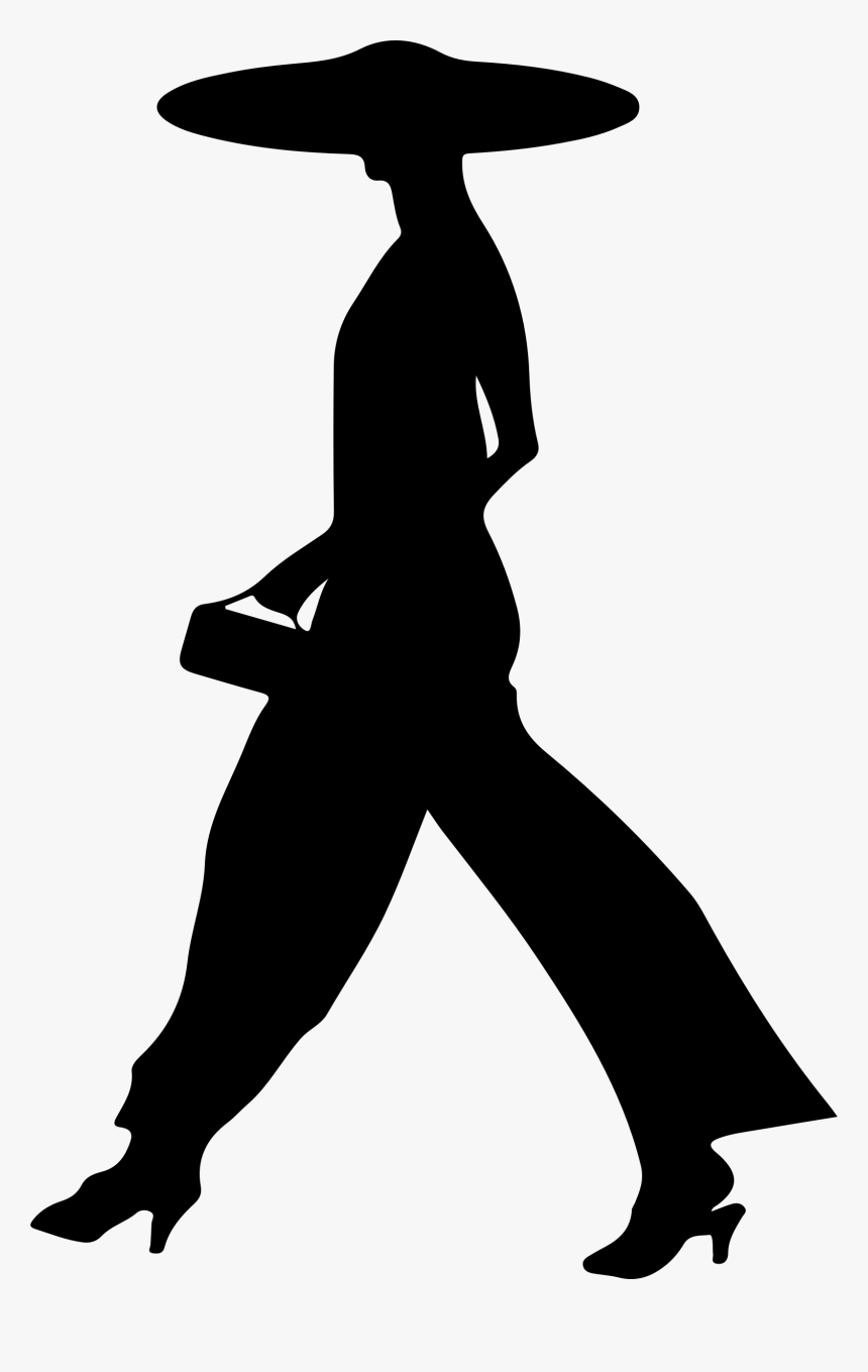 People Walking Vector Png Download - Women With A Hat Silhouette, Transparent Png