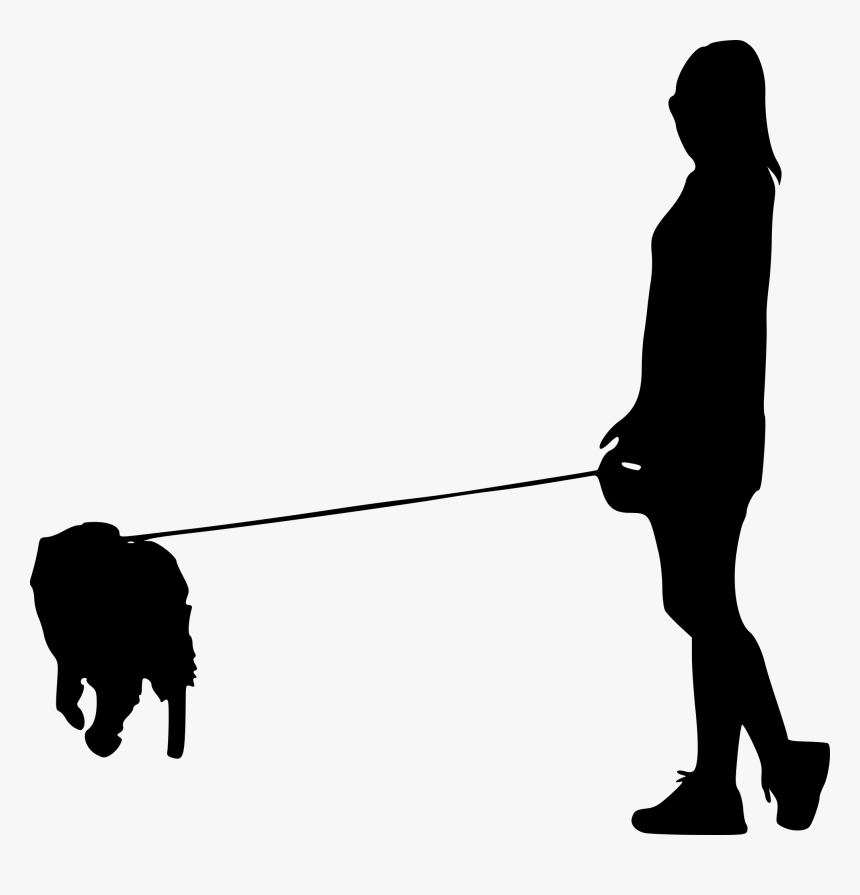 Person Walking Dog Silhouette Png, Transparent Png