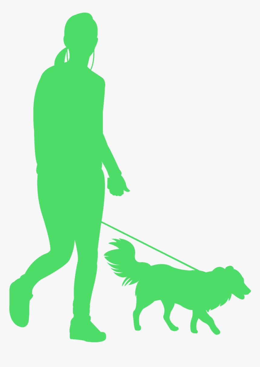 Silhouette Woman Walking Dogs, HD Png Download