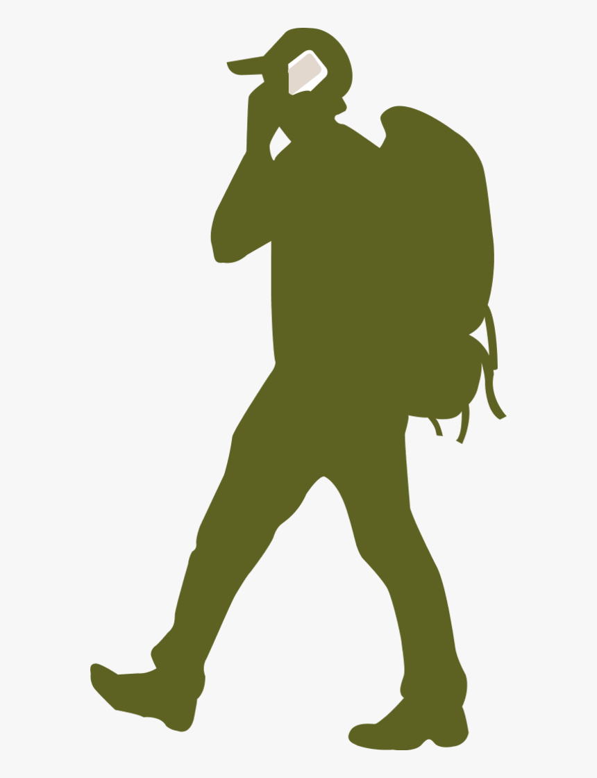 Backpacker On A Phone - Backpacker Silhouette, HD Png Download
