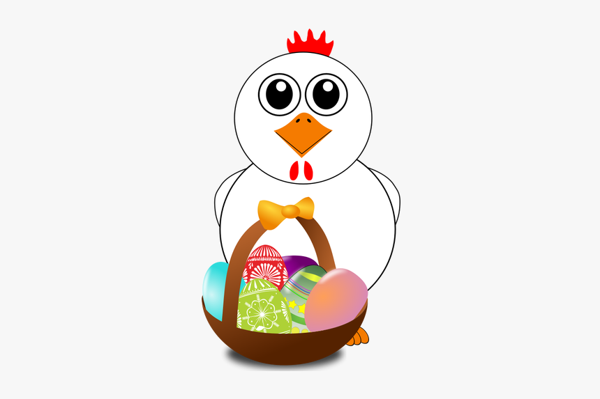 Chicken Behind Behind Easter Eggs Basket Vector Illustration - Cartoon Chicken Face, HD Png Download