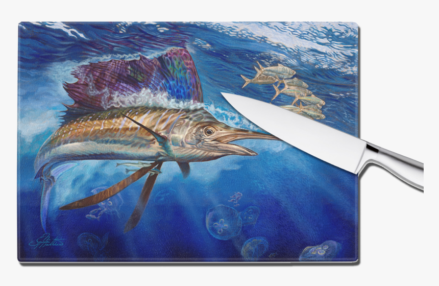 Majesty Sailfish Glass Cutting Board Large, HD Png Download