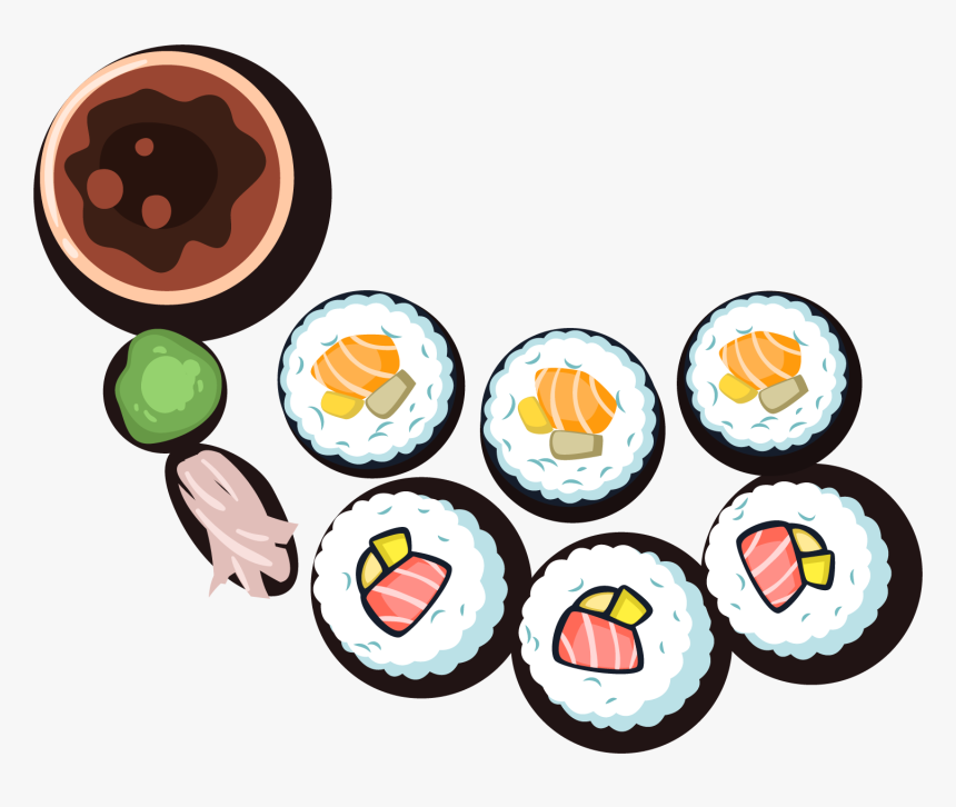 Sushi Onigiri Japanese Cuisine - Illustration, HD Png Download