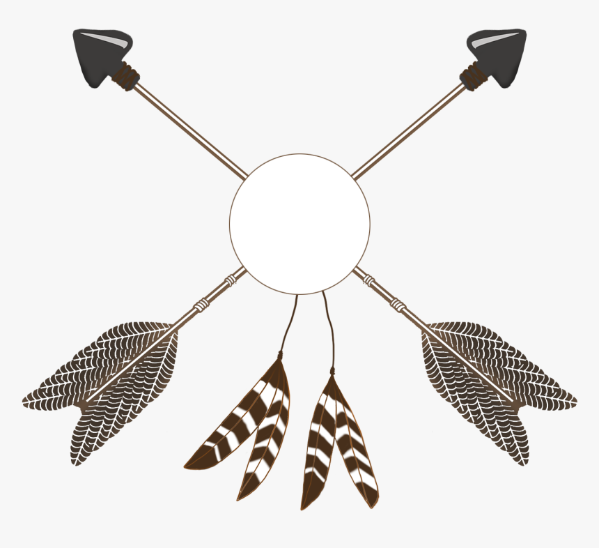 Crossed Tribal Arrows With Feathers - Crossed Arrows Clip Art, HD Png Download