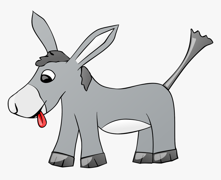 Donkey, Animal, Farm, Gray, Comic, Tongue, Cartoon - Animales Con La Letra B, HD Png Download