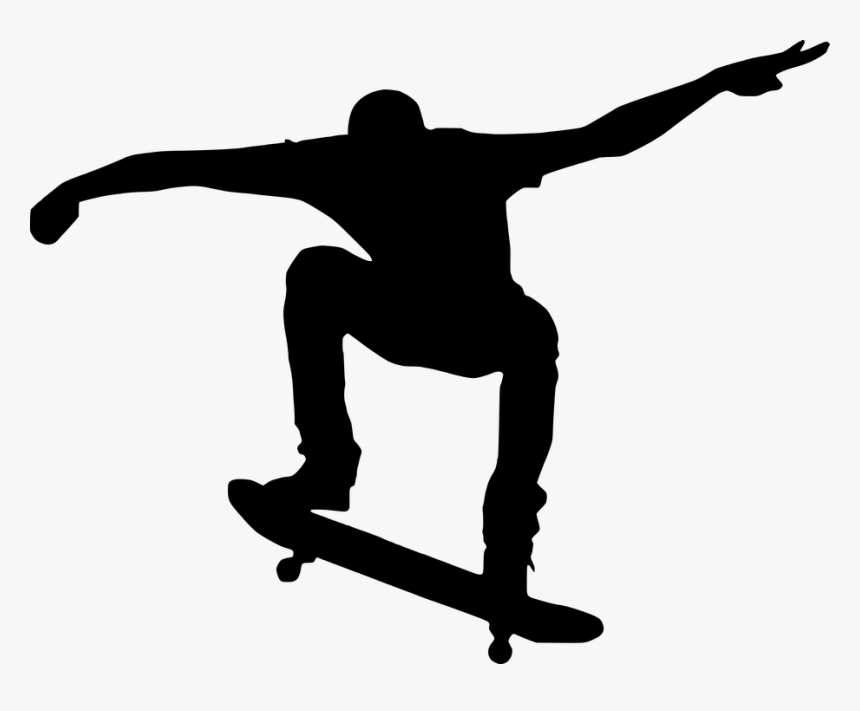 Skateboard, Skateboarding, Silhouette, Sport - Skateboarder Png Black, Transparent Png