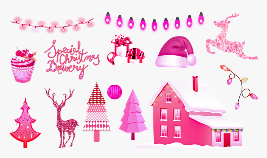 Pink Christmas, Christmas, Pink Lights, Decoration, HD Png Download