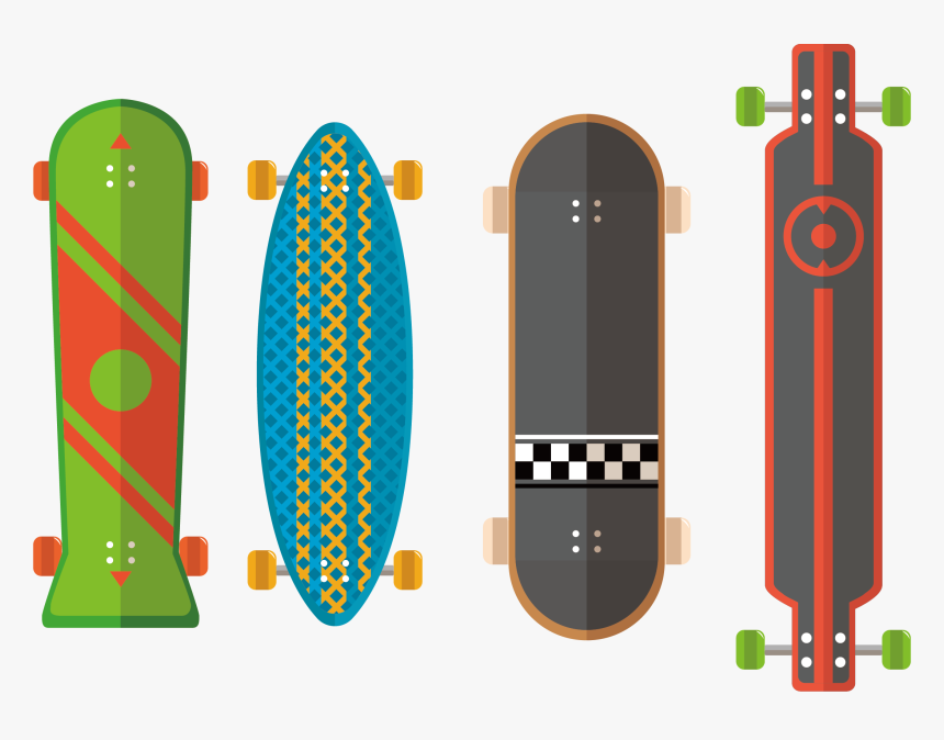 Skateboarding Flat Design Longboard - Flat Skateboards Design, HD Png Download