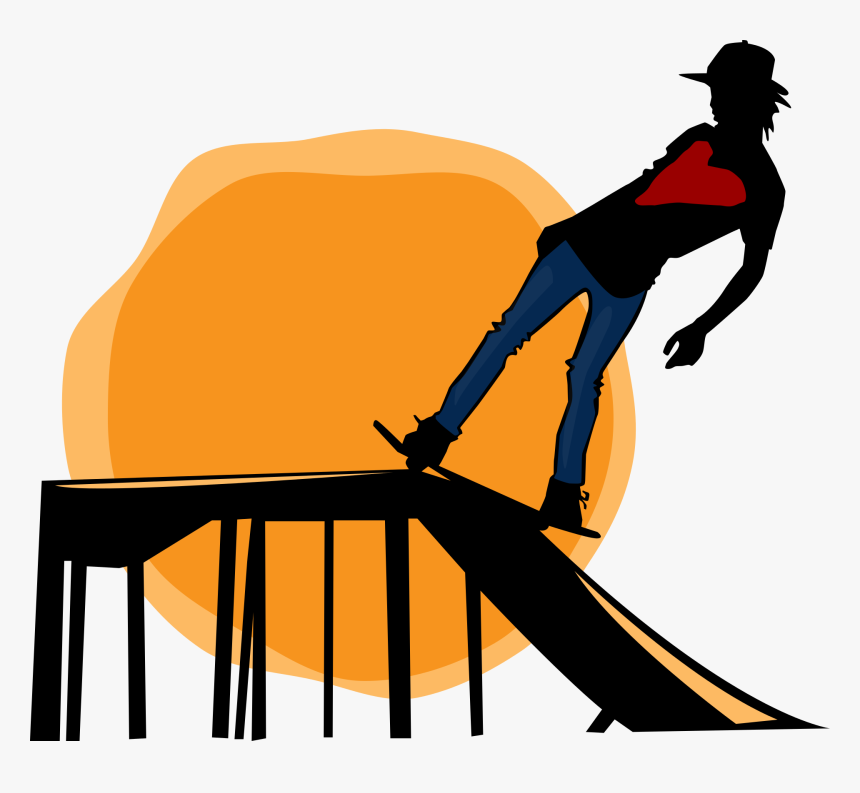 Transparent Sunset Clip Art - Skate Park Cartoon Png, Png Download