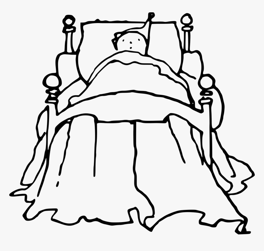 Bed-1299479 1280 - Boy In Bed Cartoon Black And White, HD Png Download