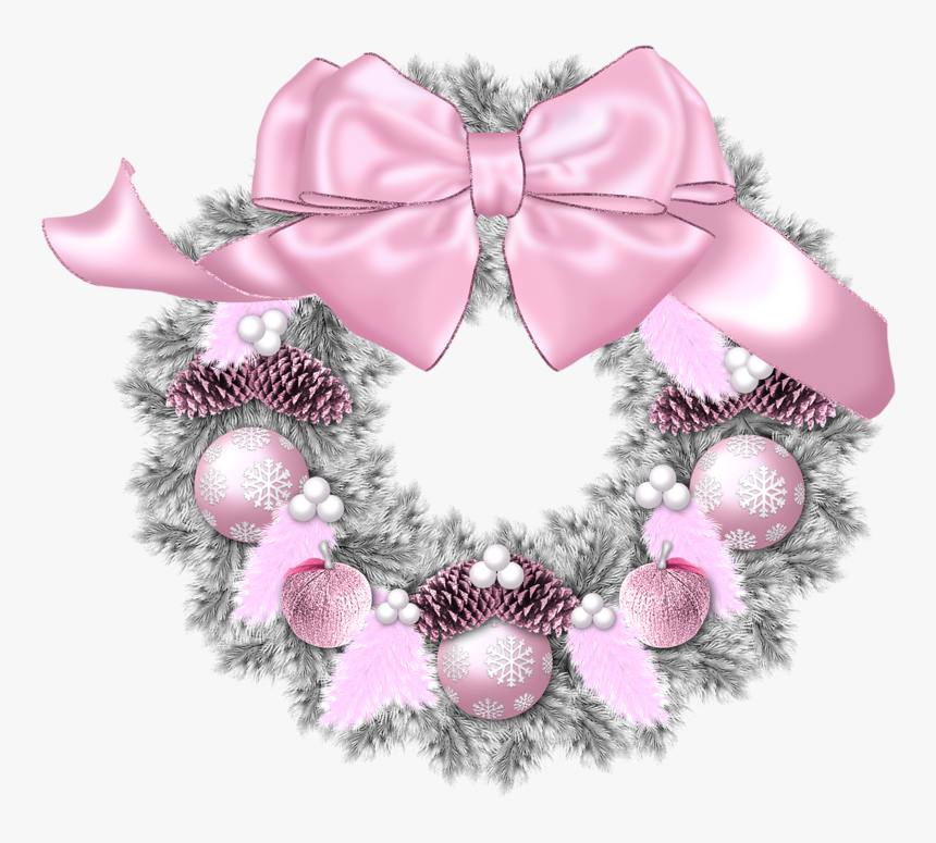 Desktop Iphone Plus Ornament - Pink Christmas Wreath Clipart, HD Png Download