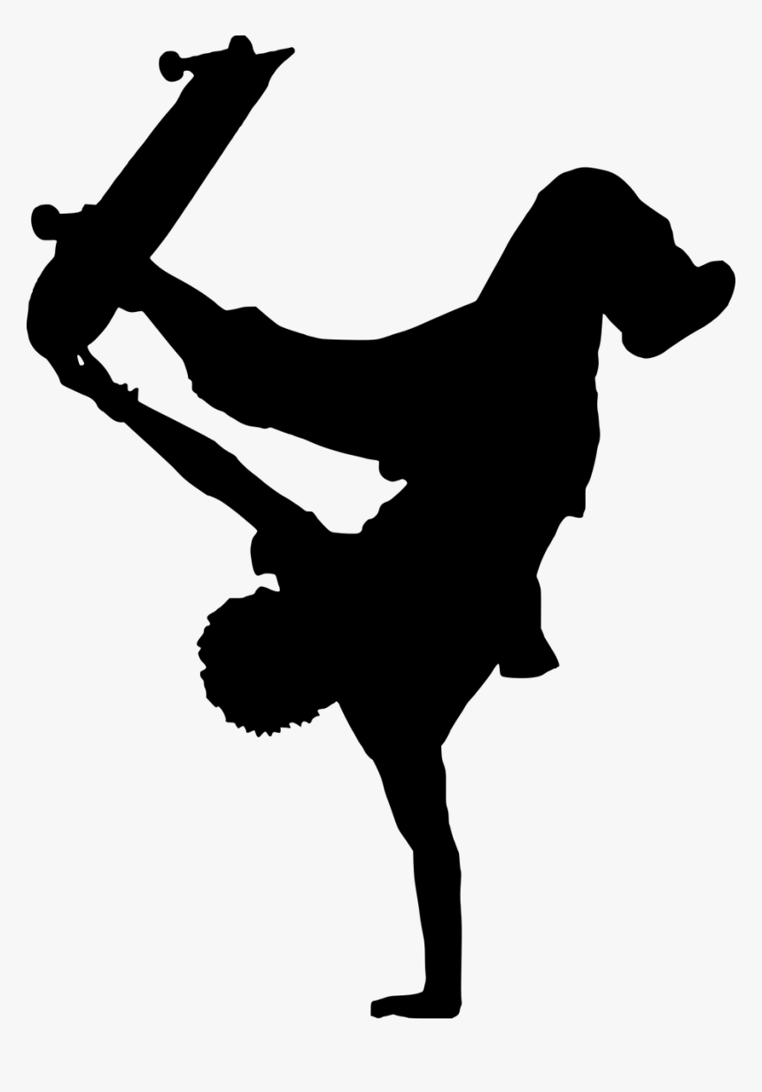 Handstand, Skateboard, Silhouette, Balance, Acrobatic - Hip Hop Dance Png, Transparent Png