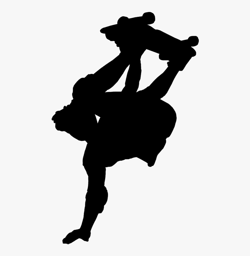 Skateboard Handplant Clip Art, Skateboard Outlined - Skateboarder Silhouette Clipart, HD Png Download