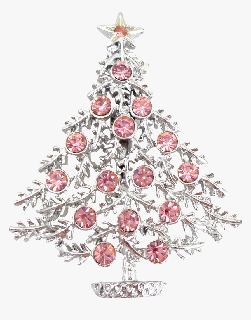 Vintage Pink Rhinestone Christmas Tree Signed - Pink Chrismas Trees Transparent, HD Png Download