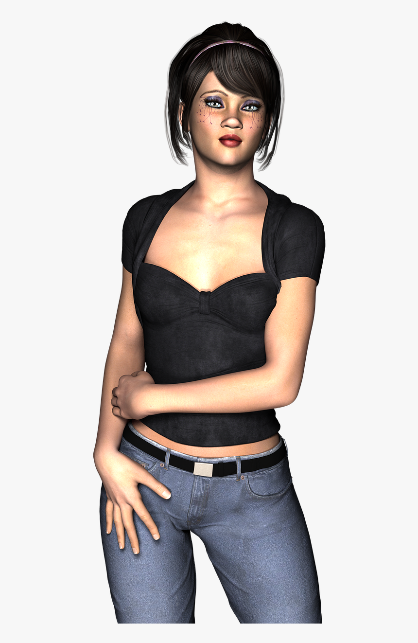 Mujer, Posando, Fondo Transparente, Hacer, 3d, Personas - Woman Full Body Transparent Background, HD Png Download