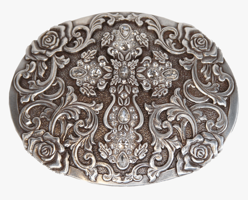 Blazin Roxx Women S Oval Buckle W/cross, Roses & Rhinestones - Circle, HD Png Download