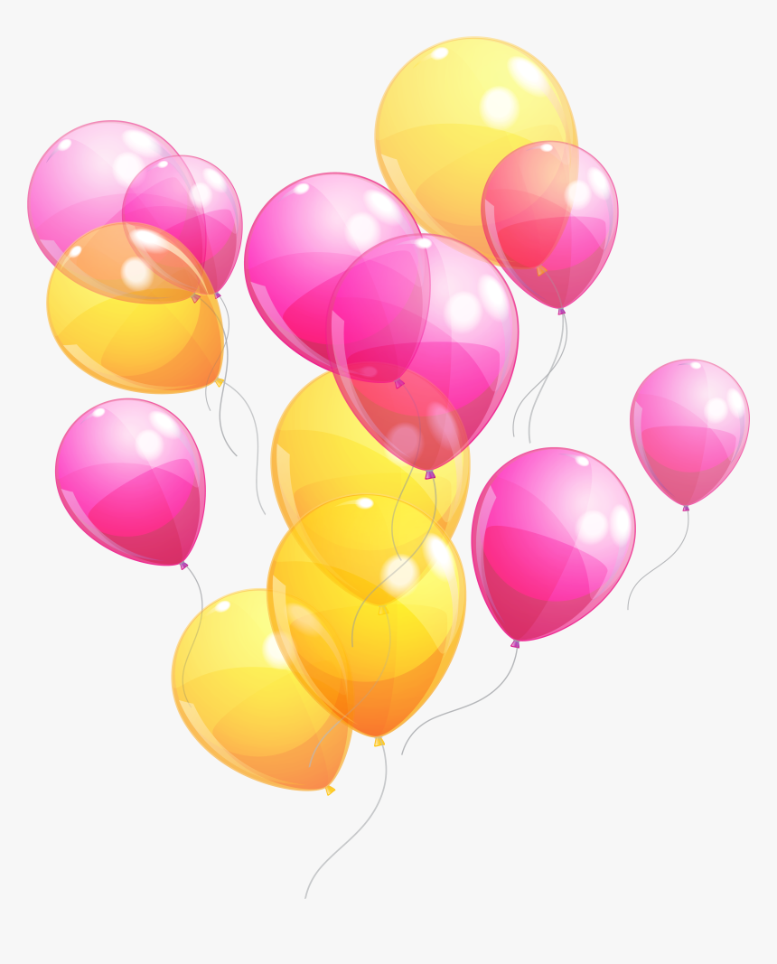Balloon,party Supply,pink,material - Pink And Yellow Birthday Balloons, HD Png Download