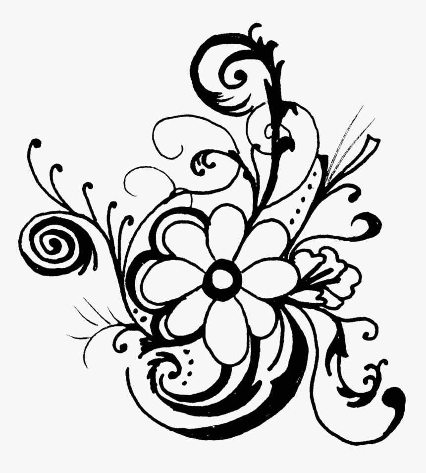 Frogs Clip Art - Flower Black And White, HD Png Download