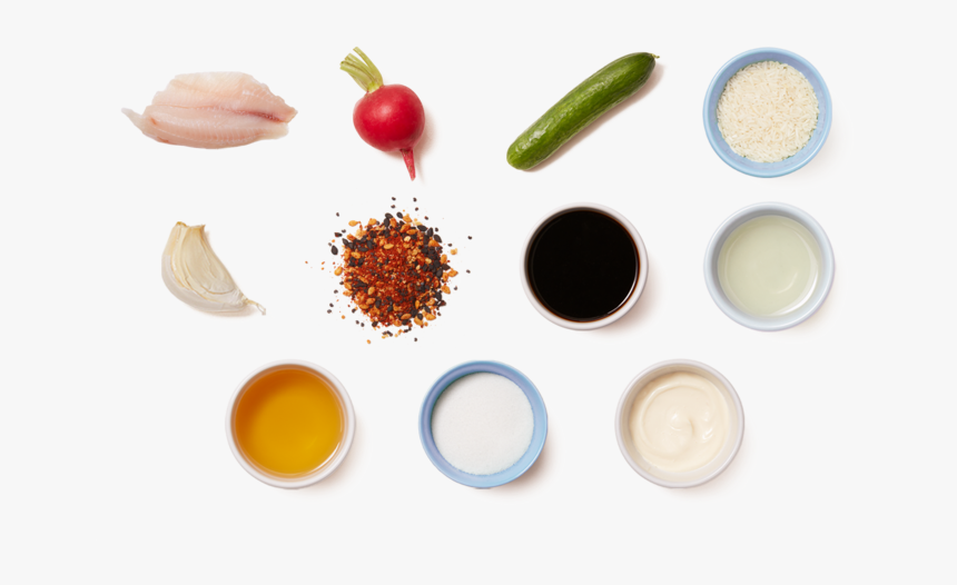 Togarashi Tilapia & Garlic Rice With Marinated Cucumbers - Natural Foods, HD Png Download