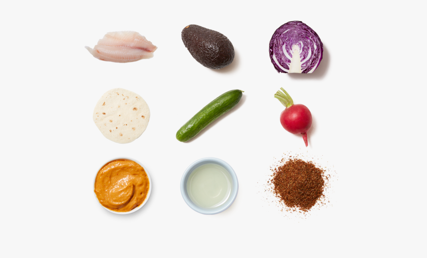 Fish Tacos & Avocado-radish Salsa With Creamy Chipotle - Natural Foods, HD Png Download