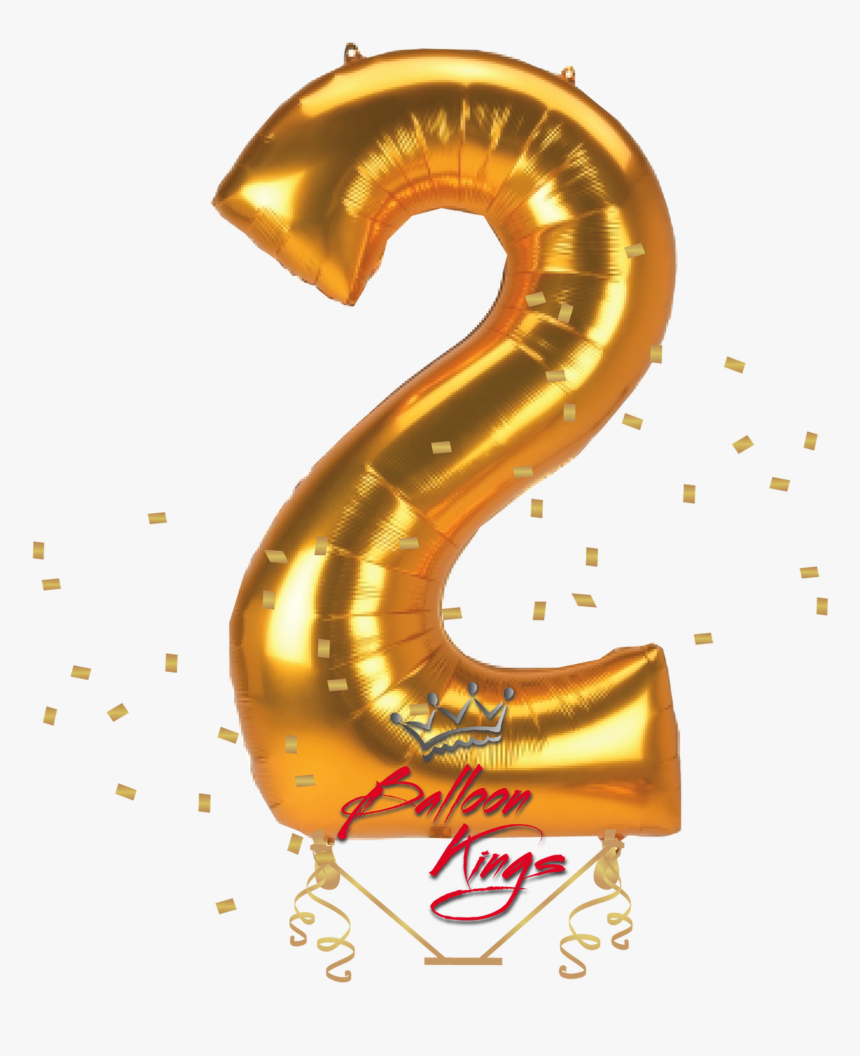 Gold Jumbo Number - Number 2 Balloon Orange, HD Png Download