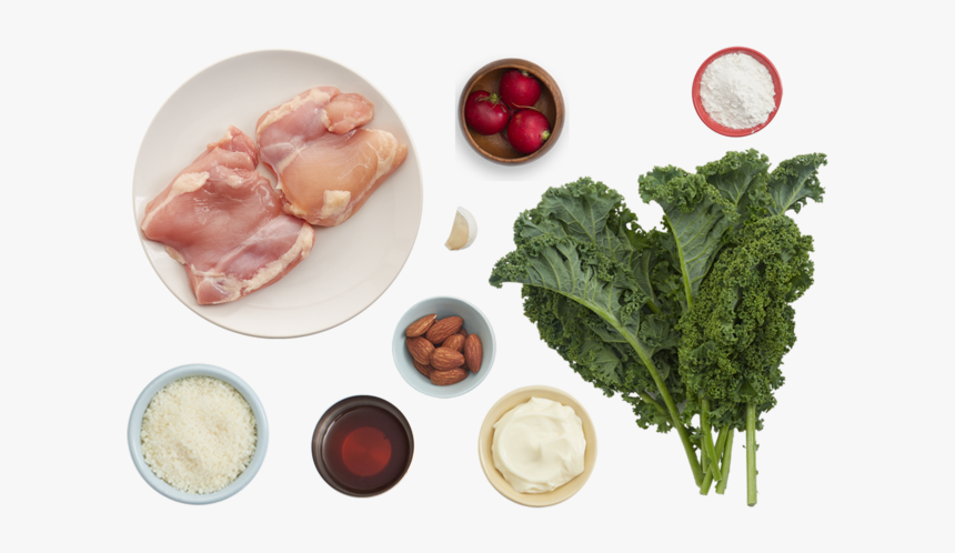 Chicken & Kale Caesar-style Salad With Radishes & Almonds - Cruciferous Vegetables, HD Png Download