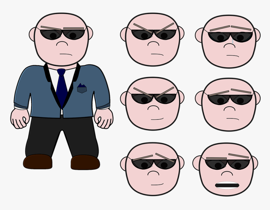 Bodyguard, Henchman, Cartoon, Suit, Man, Bald, Mean - Henchman Cartoon, HD Png Download