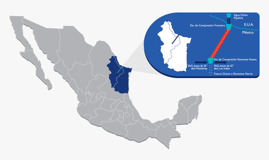 Gasoductosnoreste - Mexico Map Vector Png, Transparent Png